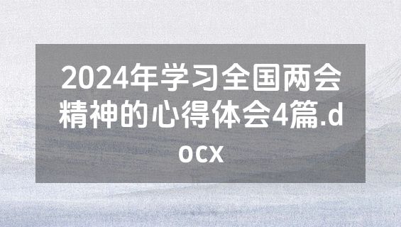 2024年学习全国两会精神的心得体会4篇.docx