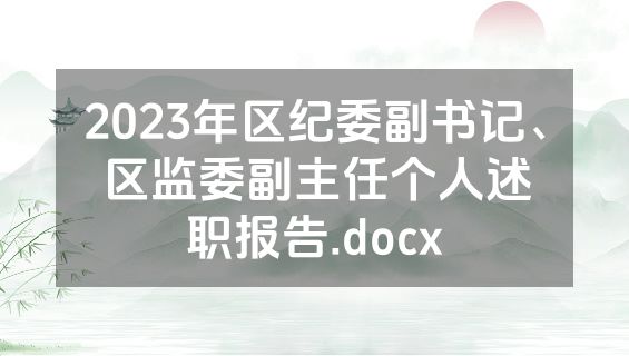 2023年区纪委副书记、区监委副主任个人述职报告.docx