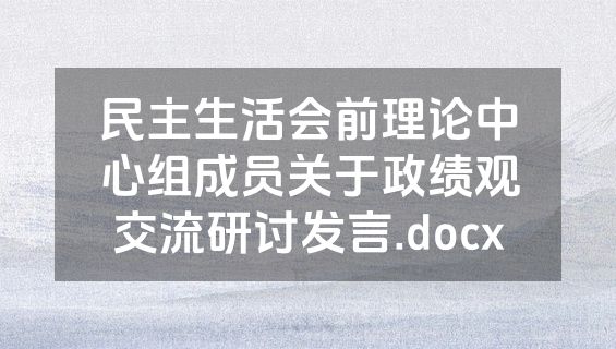 民主生活会前理论中心组成员关于政绩观交流研讨发言.docx