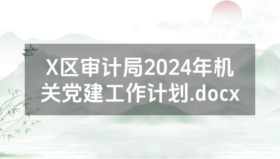 X区审计局2024年机关党建工作计划.docx