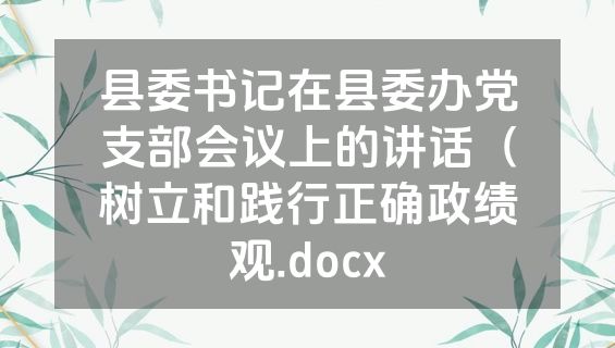县委书记在县委办党支部会议上的讲话（树立和践行正确政绩观.docx
