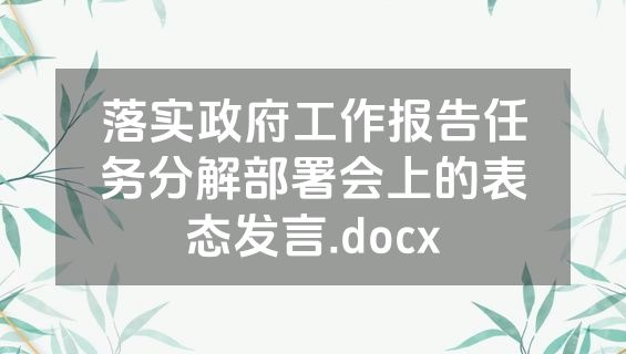 落实政府工作报告任务分解部署会上的表态发言.docx
