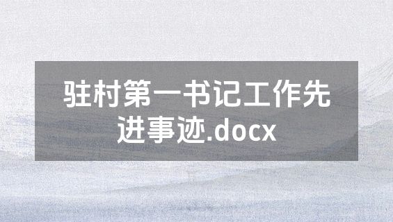 驻村第一书记工作先进事迹.docx