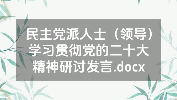 民主党派人士（领导）学习贯彻党的二十大精神研讨发言.docx