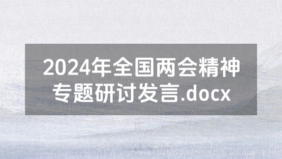 2024年全国两会精神专题研讨发言.docx