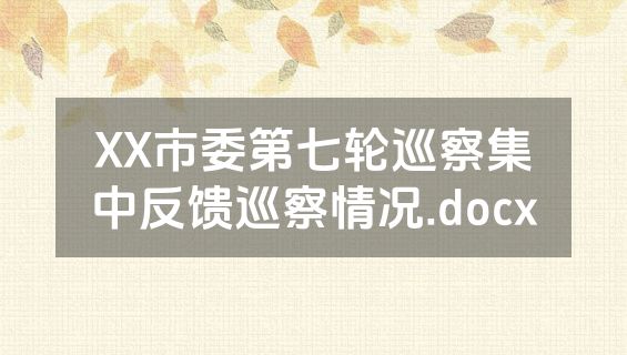 XX市委第七轮巡察集中反馈巡察情况.docx