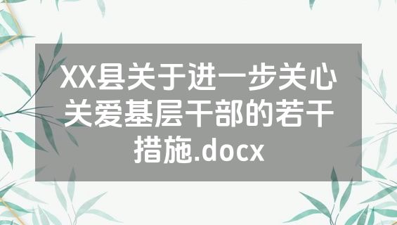 XX县关于进一步关心关爱基层干部的若干措施.docx
