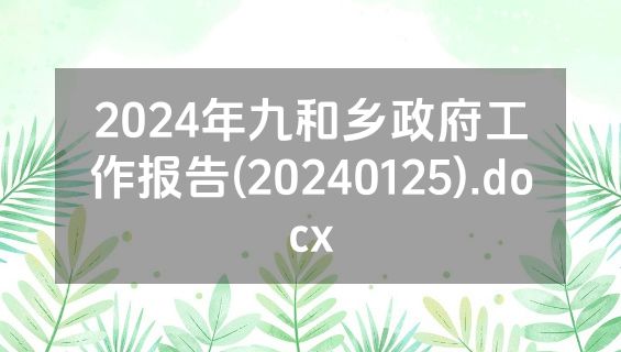 2024年九和乡政府工作报告(20240125).docx