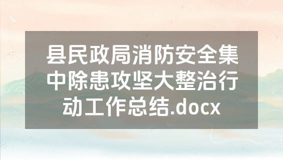 县民政局消防安全集中除患攻坚大整治行动工作总结.docx