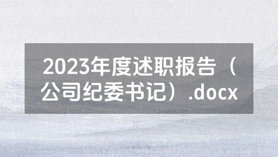 2023年度述职报告（公司纪委书记）.docx