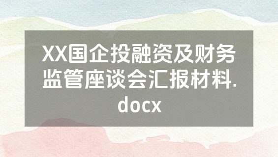 XX国企投融资及财务监管座谈会汇报材料.docx