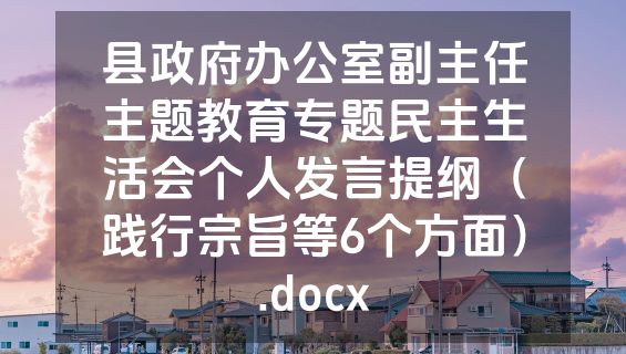 县政府办公室副主任主题教育专题民主生活会个人发言提纲（践行宗旨等6个方面）.docx