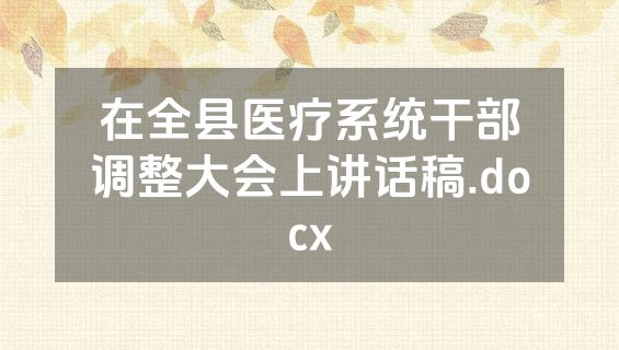 在全县医疗系统干部调整大会上讲话稿.docx