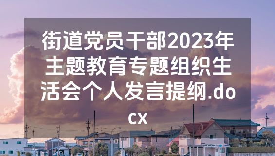 街道党员干部2023年主题教育专题组织生活会个人发言提纲.docx