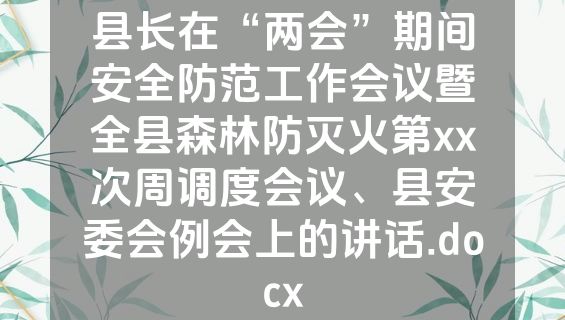 县长在“两会”期间安全防范工作会议暨全县森林防灭火第xx次周调度会议、县安委会例会上的讲话.docx