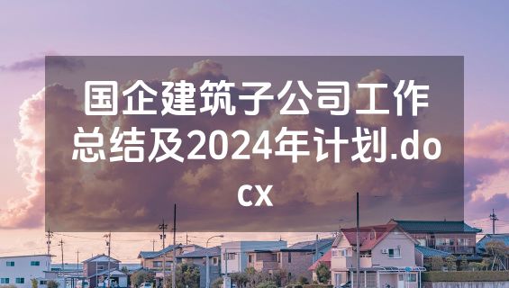 国企建筑子公司工作总结及2024年计划.docx
