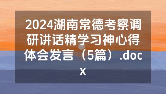 2024湖南常德考察调研讲话精学习神心得体会发言（5篇）.docx