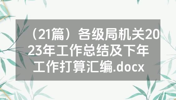 （21篇）各级局机关2023年工作总结及下年工作打算汇编.docx