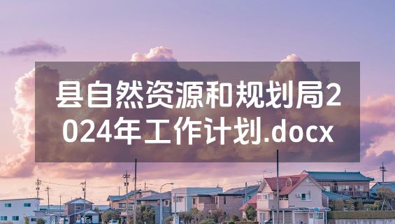 县自然资源和规划局2024年工作计划.docx