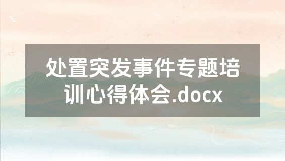 处置突发事件专题培训心得体会.docx