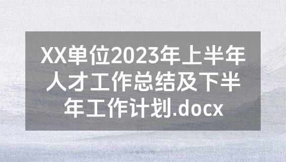 XX单位2023年上半年人才工作总结及下半年工作计划.docx