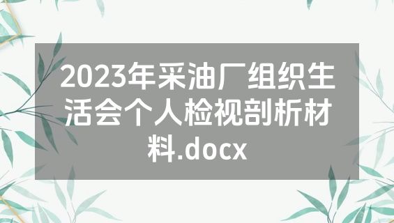 2023年采油厂组织生活会个人检视剖析材料.docx
