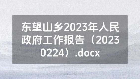 东望山乡2023年人民政府工作报告（20230224）.docx