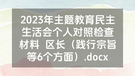 2023年主题教育民主生活会个人对照检查材料  区长（践行宗旨等6个方面）.docx