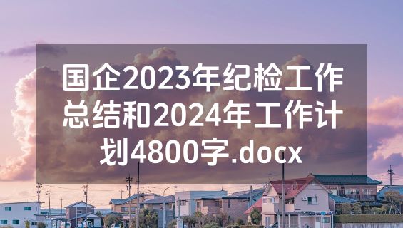 国企2023年纪检工作总结和2024年工作计划4800字.docx