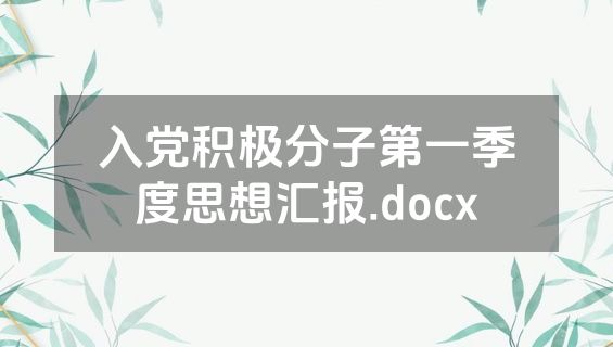 入党积极分子第一季度思想汇报.docx