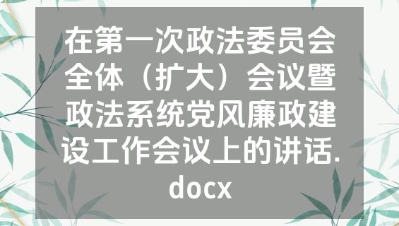 在第一次政法委员会全体（扩大）会议暨政法系统党风廉政建设工作会议上的讲话.docx