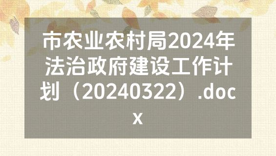 市农业农村局2024年法治政府建设工作计划（20240322）.docx