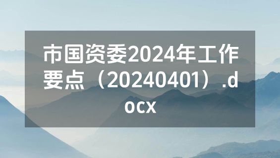 市国资委2024年工作要点（20240401）.docx