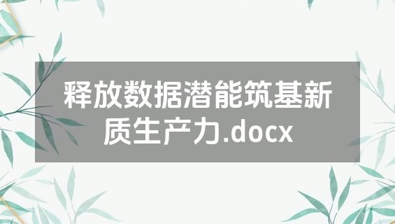 释放数据潜能筑基新质生产力.docx