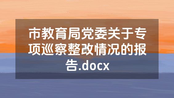 市教育局党委关于专项巡察整改情况的报告.docx