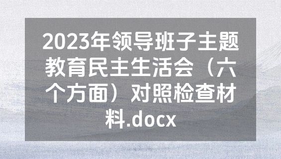 2023年领导班子主题教育民主生活会（六个方面）对照检查材料.docx