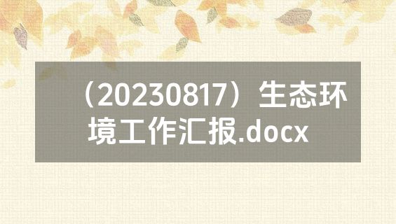 （20230817）生态环境工作汇报.docx