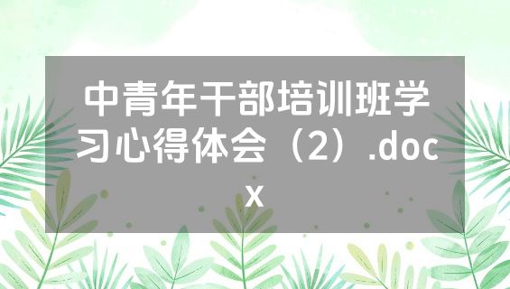 中青年干部培训班学习心得体会（2）.docx