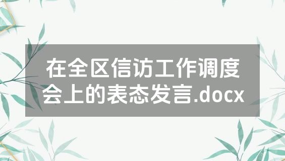 在全区信访工作调度会上的表态发言.docx