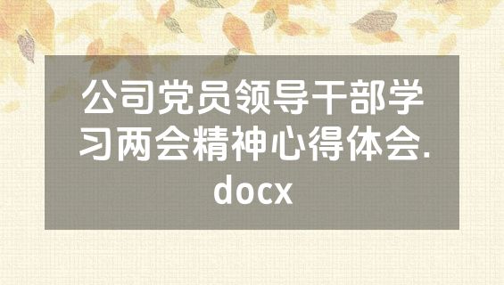 公司党员领导干部学习两会精神心得体会.docx