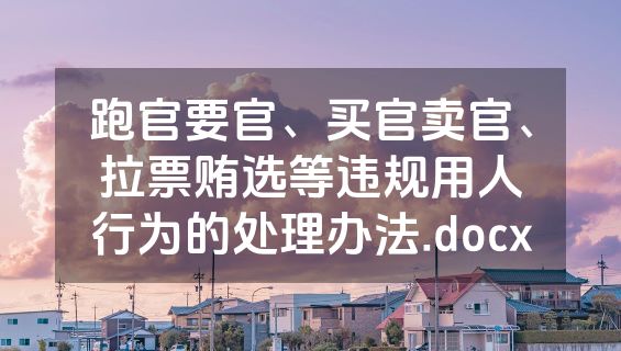 跑官要官、买官卖官、拉票贿选等违规用人行为的处理办法.docx