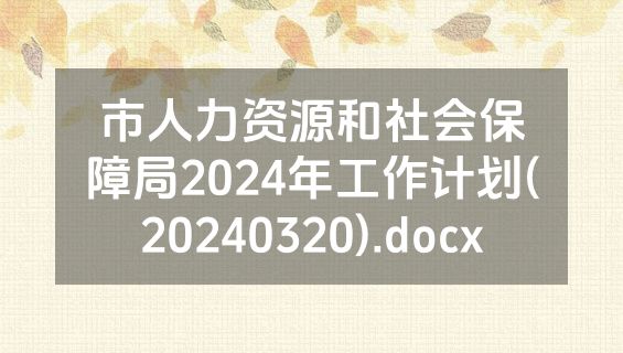 市人力资源和社会保障局2024年工作计划(20240320).docx