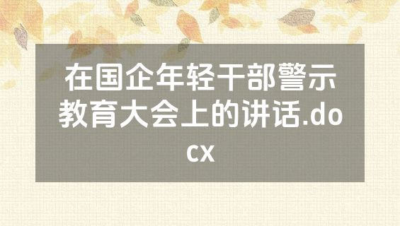 在国企年轻干部警示教育大会上的讲话.docx
