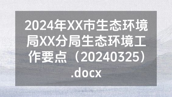 2024年XX市生态环境局XX分局生态环境工作要点（20240325）.docx
