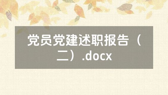 党员党建述职报告（二）.docx
