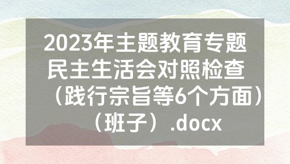 2023年主题教育专题民主生活会对照检查（践行宗旨等6个方面）（班子）.docx