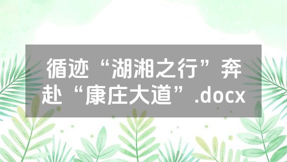 循迹“湖湘之行”奔赴“康庄大道”.docx