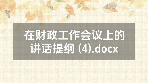 在财政工作会议上的讲话提纲 (4).docx