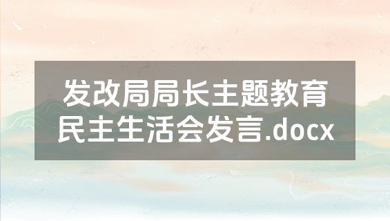 发改局局长主题教育民主生活会发言.docx
