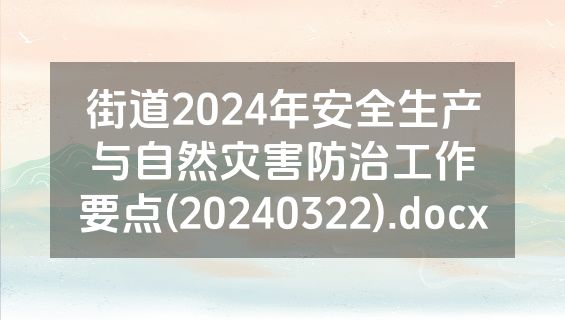 街道2024年安全生产与自然灾害防治工作要点(20240322).docx